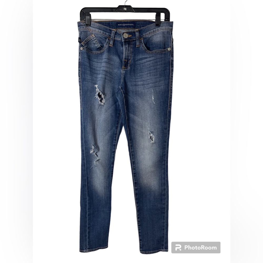 Rock & Republic Berlin Blue Distressed Ripped Jeans Women’s Size 6